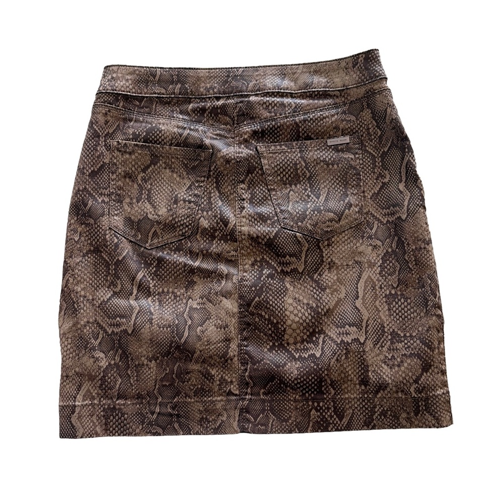 Brown Snake-Print Button-Front Mini Skirt - Picture 2 of 4
